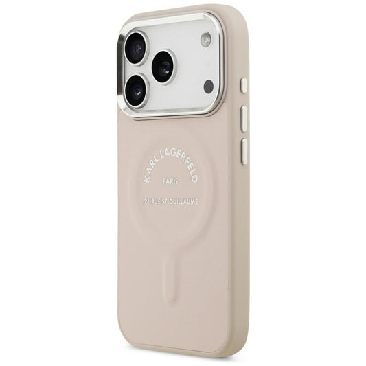 Funda MagSafe para Apple iPhone 18 Pro Max / 17 Pro Max, Karl Lagerfeld, Anillo Karl RSG Logo, Rosa