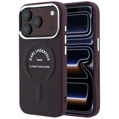 Funda MagSafe para Apple iPhone 18 Pro Max / 17 Pro Max, Karl Lagerfeld, Anillo Karl RSG Logo, Burdeos
