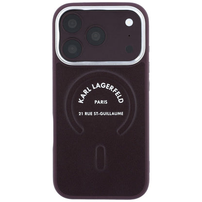 Funda MagSafe para Apple iPhone 18 Pro Max / 17 Pro Max, Karl Lagerfeld, Anillo Karl RSG Logo, Burdeos