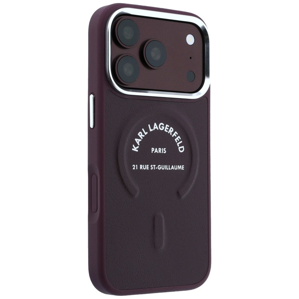 Funda MagSafe para Apple iPhone 18 Pro Max / 17 Pro Max, Karl Lagerfeld, Anillo Karl RSG Logo, Burdeos