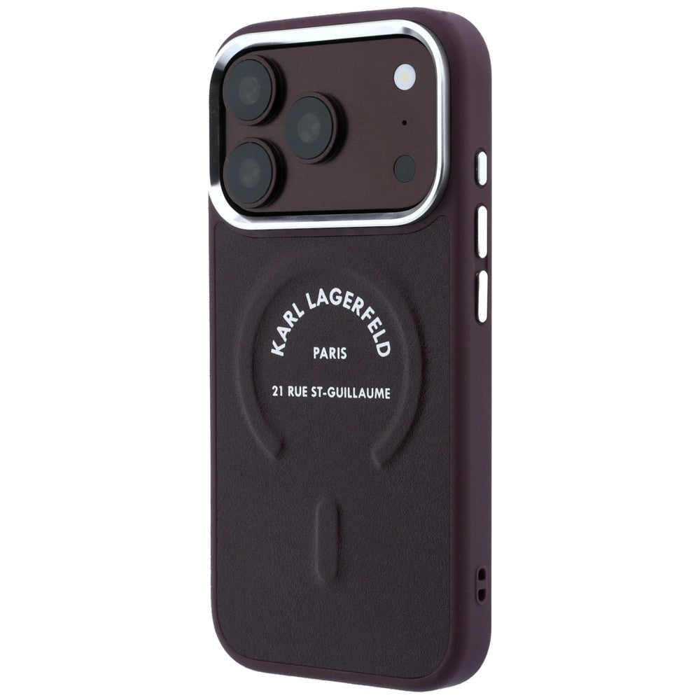 Funda MagSafe para Apple iPhone 18 Pro Max / 17 Pro Max, Karl Lagerfeld, Anillo Karl RSG Logo, Burdeos