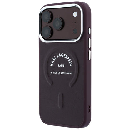 Funda MagSafe para Apple iPhone 18 Pro Max / 17 Pro Max, Karl Lagerfeld, Anillo Karl RSG Logo, Burdeos
