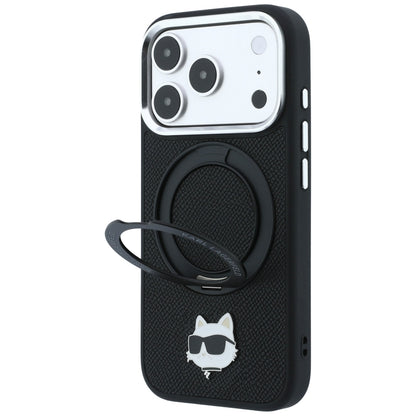 Funda MagSafe para Apple iPhone 18 Pro Max / 17 Pro Max, Karl Lagerfeld, Ring Stand 360 Choupette Pin, Negra
