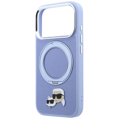 Funda MagSafe para Apple iPhone 18 Pro Max / 17 Pro Max, Karl Lagerfeld, Soporte Anillo 360 Karl & Pin Choupette, Azul