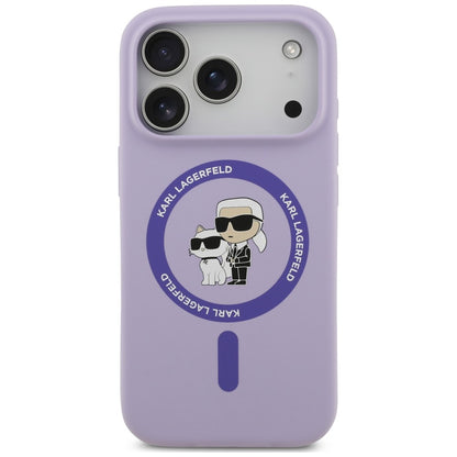 Funda MagSafe para Apple iPhone 18 Pro Max / 17 Pro Max, Karl Lagerfeld, Silicone Ring Karl & Choupette, Morado