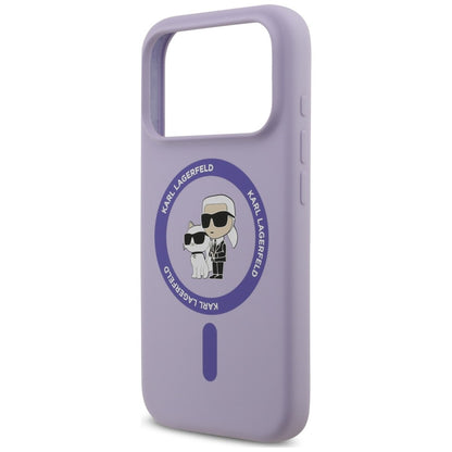 Funda MagSafe para Apple iPhone 18 Pro Max / 17 Pro Max, Karl Lagerfeld, Silicone Ring Karl & Choupette, Morado