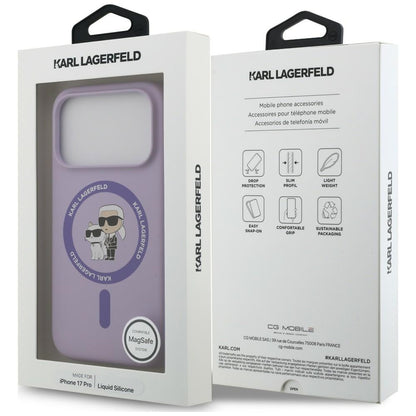 Funda MagSafe para Apple iPhone 18 Pro Max / 17 Pro Max, Karl Lagerfeld, Silicone Ring Karl & Choupette, Morado