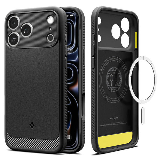 Funda MagSafe para Apple iPhone 18 Pro Max / 17 Pro Max, Spigen, Rugged Armor, Negra Mate ACS12109