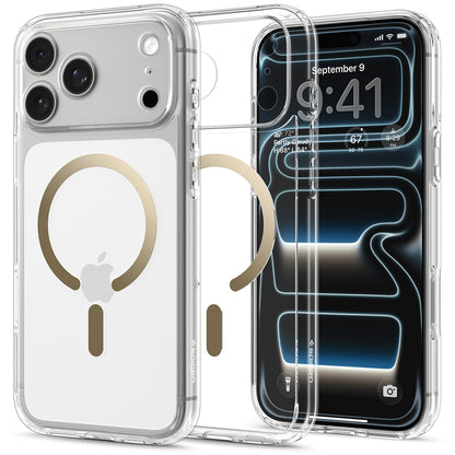 Funda MagSafe para Apple iPhone 18 Pro Max / 17 Pro Max, Spigen, Ultra Hybrid, Dorada Transparente ACS12120