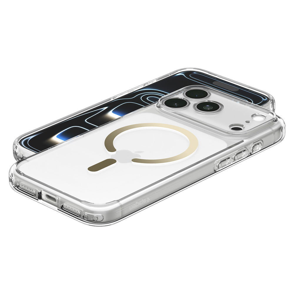 Funda MagSafe para Apple iPhone 18 Pro Max / 17 Pro Max, Spigen, Ultra Hybrid, Dorada Transparente ACS12120