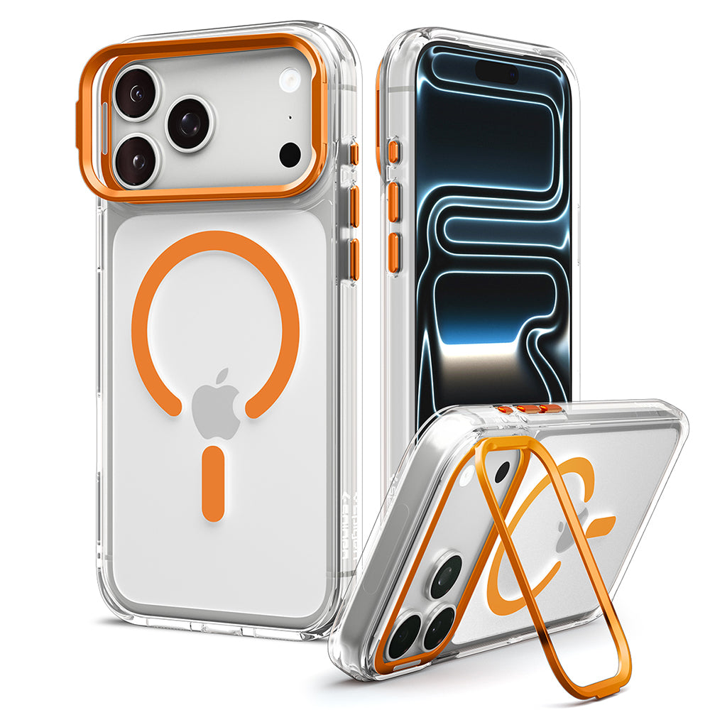 Funda MagSafe para Apple iPhone 18 Pro Max / 17 Pro Max, Spigen, Ultra Hybrid Optik S, Transparente Naranja ACS11910