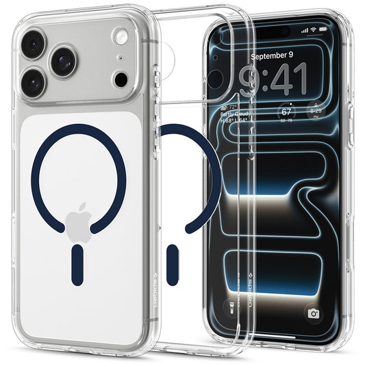 Funda MagSafe para Apple iPhone 18 Pro Max / 17 Pro Max, Spigen, Ultra Hybrid, Transparente Azul Marino ACS12121