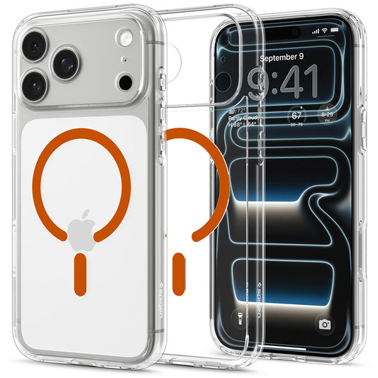 Funda MagSafe para Apple iPhone 18 Pro Max / 17 Pro Max, Spigen, Ultra Hybrid, Transparente Naranja ACS12122