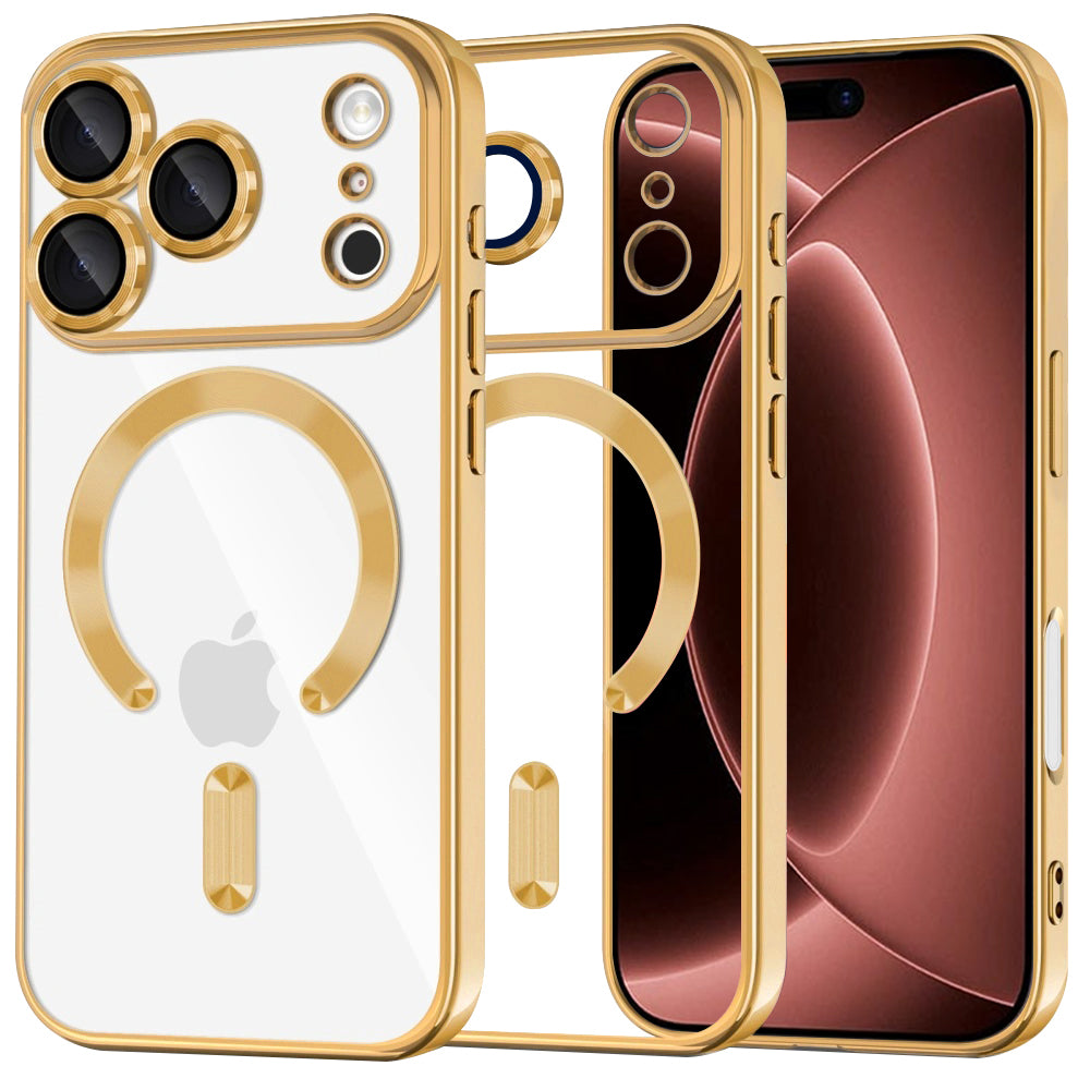 Funda MagSafe para Apple iPhone 18 Pro Max / 17 Pro Max, Techsuit, Luxury Crystal, Dorada
