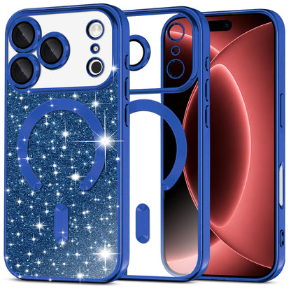 Funda MagSafe para Apple iPhone 18 Pro Max / 17 Pro Max, Techsuit, Luxury Glitter, Azul Oscuro
