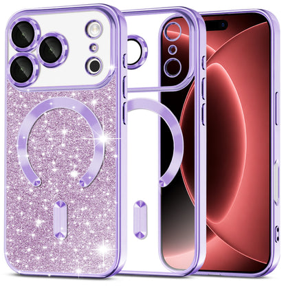 Funda MagSafe para Apple iPhone 18 Pro Max / 17 Pro Max, Techsuit, Luxury Glitter, Morado Claro