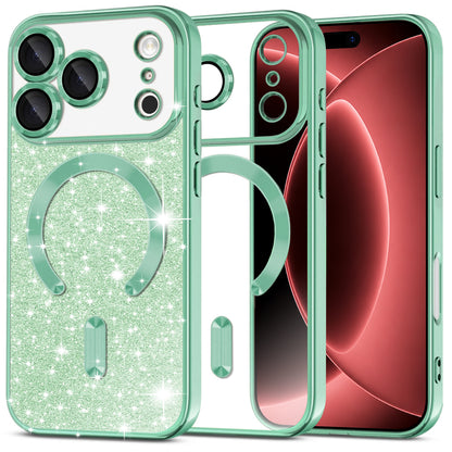 Funda MagSafe para Apple iPhone 18 Pro Max / 17 Pro Max, Techsuit, Luxury Glitter, Verde Claro