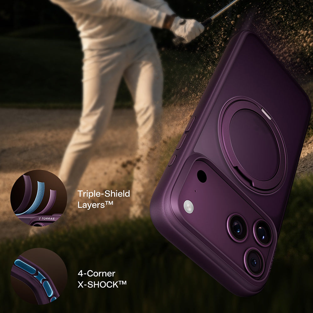 Funda MagSafe para Apple iPhone 18 Pro Max / 17 Pro Max, Torras, Ostand O1 Guardian, Morado