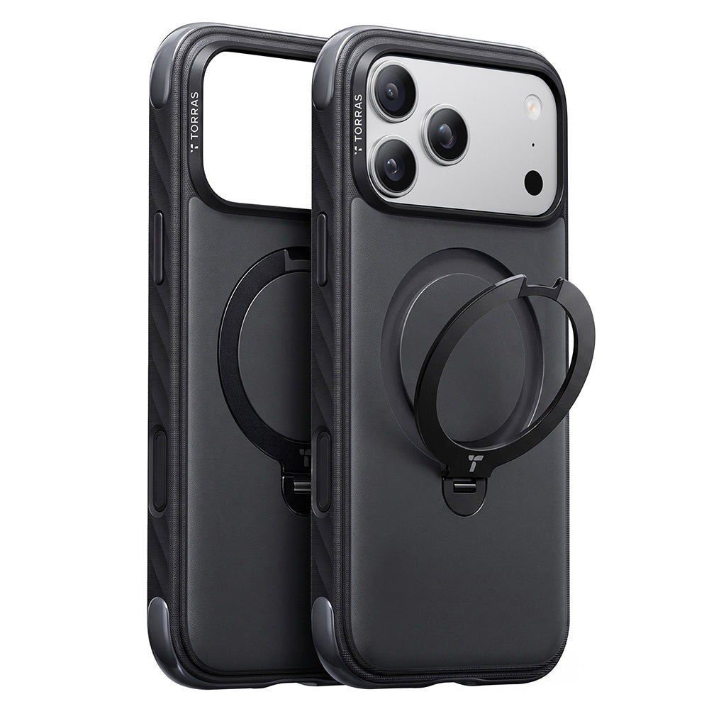 Funda MagSafe para Apple iPhone 18 Pro Max / 17 Pro Max, Torras, Ostand Q3 Rugged, Negra