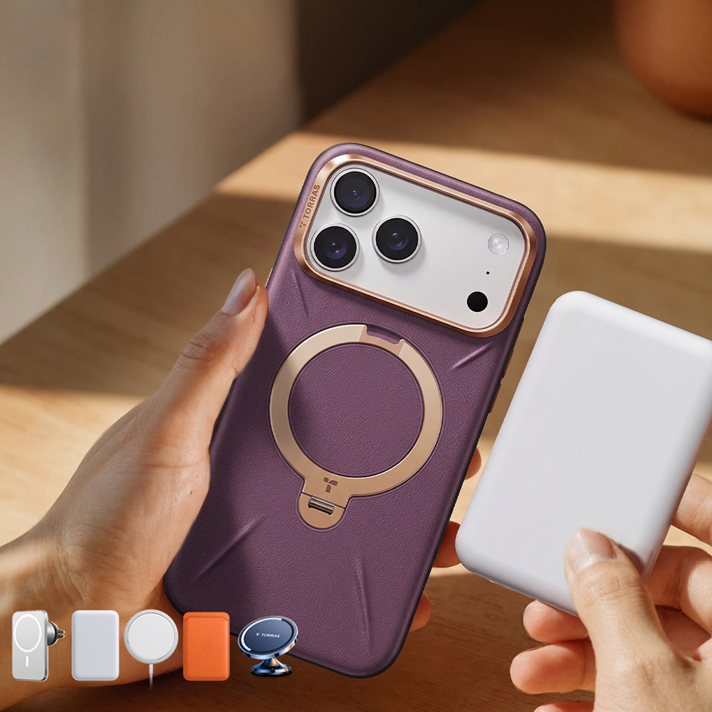 Funda MagSafe para Apple iPhone 18 Pro Max / 17 Pro Max, Torras, QPRO Leather, Morado