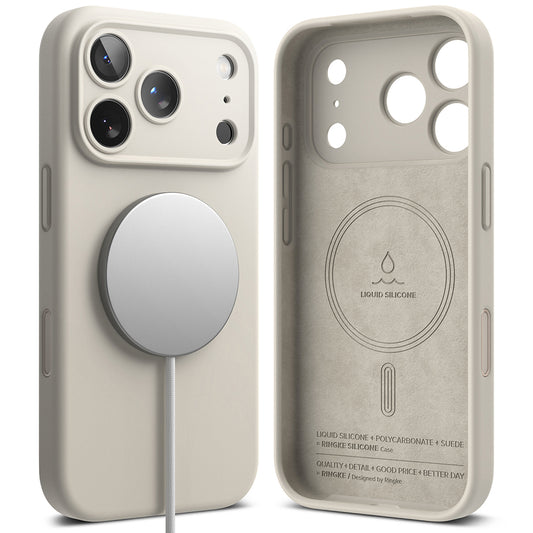 Funda MagSafe para Apple iPhone 18 Pro Max, Ringke, Silicona, Crema