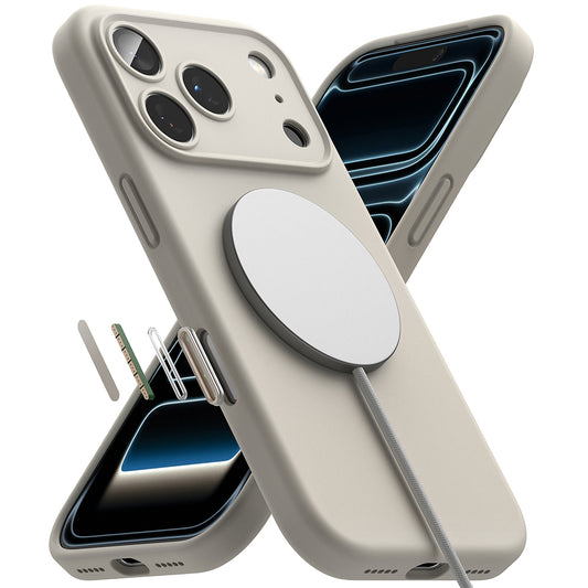 Funda MagSafe para Apple iPhone 18 Pro Max, Ringke, Silicona, Crema