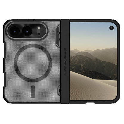 Funda MagSafe para Apple iPhone Duo, Nillkin, Super Frosted Shield, negra transparente satinada