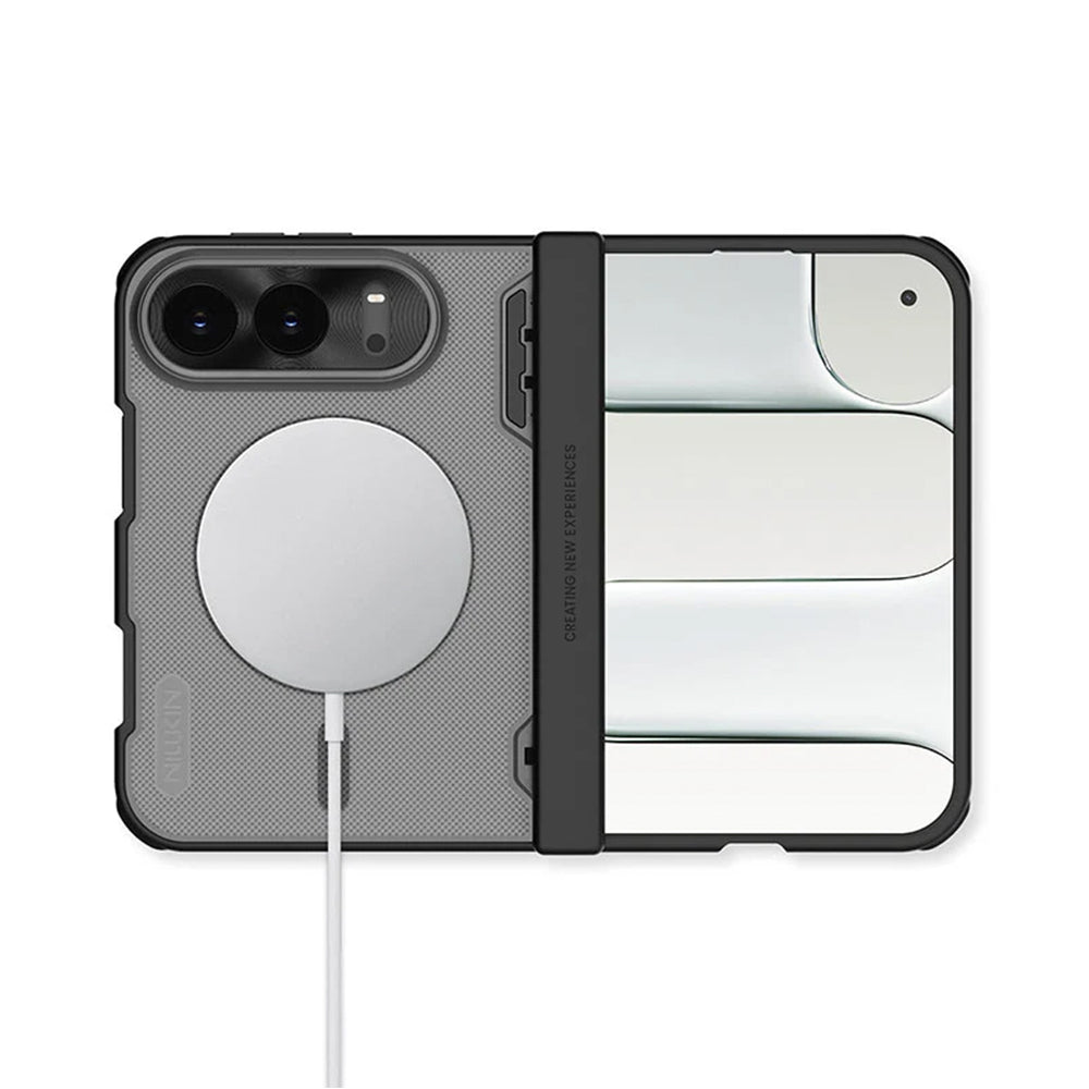 Funda MagSafe para Apple iPhone Duo, Nillkin, Super Frosted Shield, negra transparente satinada