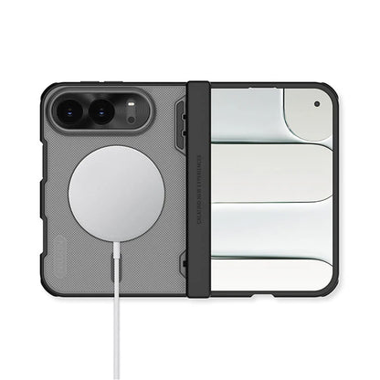 Funda MagSafe para Apple iPhone Duo, Nillkin, Super Frosted Shield, negra transparente satinada