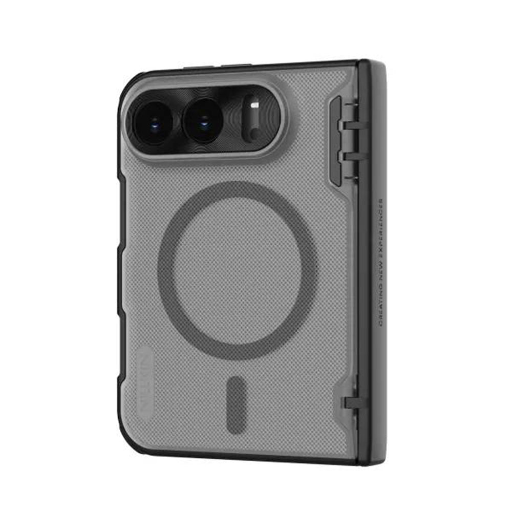 Funda MagSafe para Apple iPhone Duo, Nillkin, Super Frosted Shield, negra transparente satinada