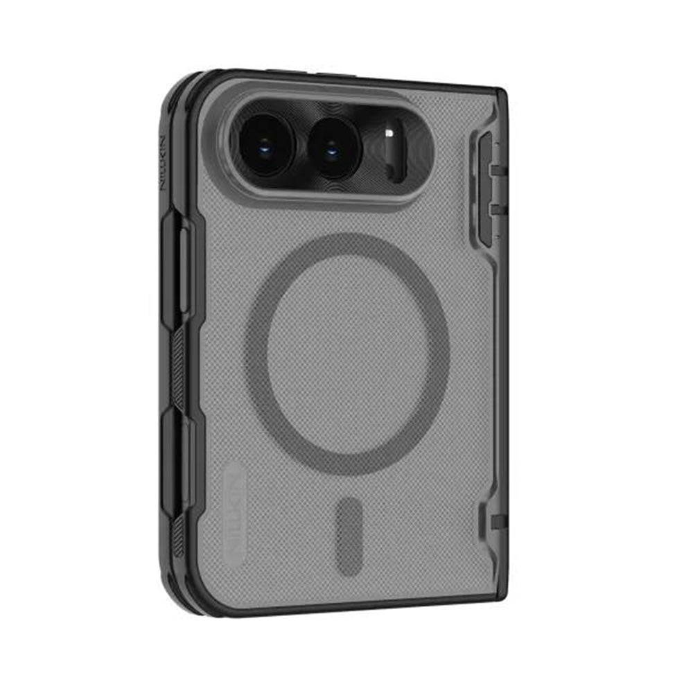 Funda MagSafe para Apple iPhone Duo, Nillkin, Super Frosted Shield, negra transparente satinada