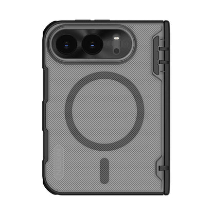 Funda MagSafe para Apple iPhone Duo, Nillkin, Super Frosted Shield, negra transparente satinada