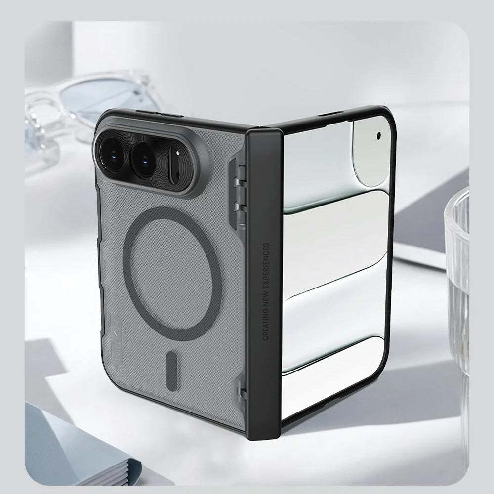 Funda MagSafe para Apple iPhone Duo, Nillkin, Super Frosted Shield, negra transparente satinada