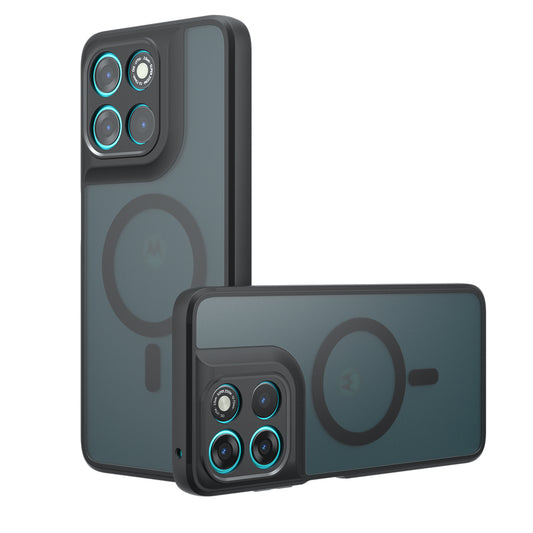Funda MagSafe para Motorola Moto G77 / G67, Techsuit, PureFrost, Negra Satinada