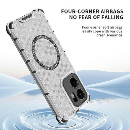 Funda MagSafe para Oppo Reno13 FS 5G / Reno13 F 4G / Reno13 F, Techsuit, HoneyComb Shield, Blanca