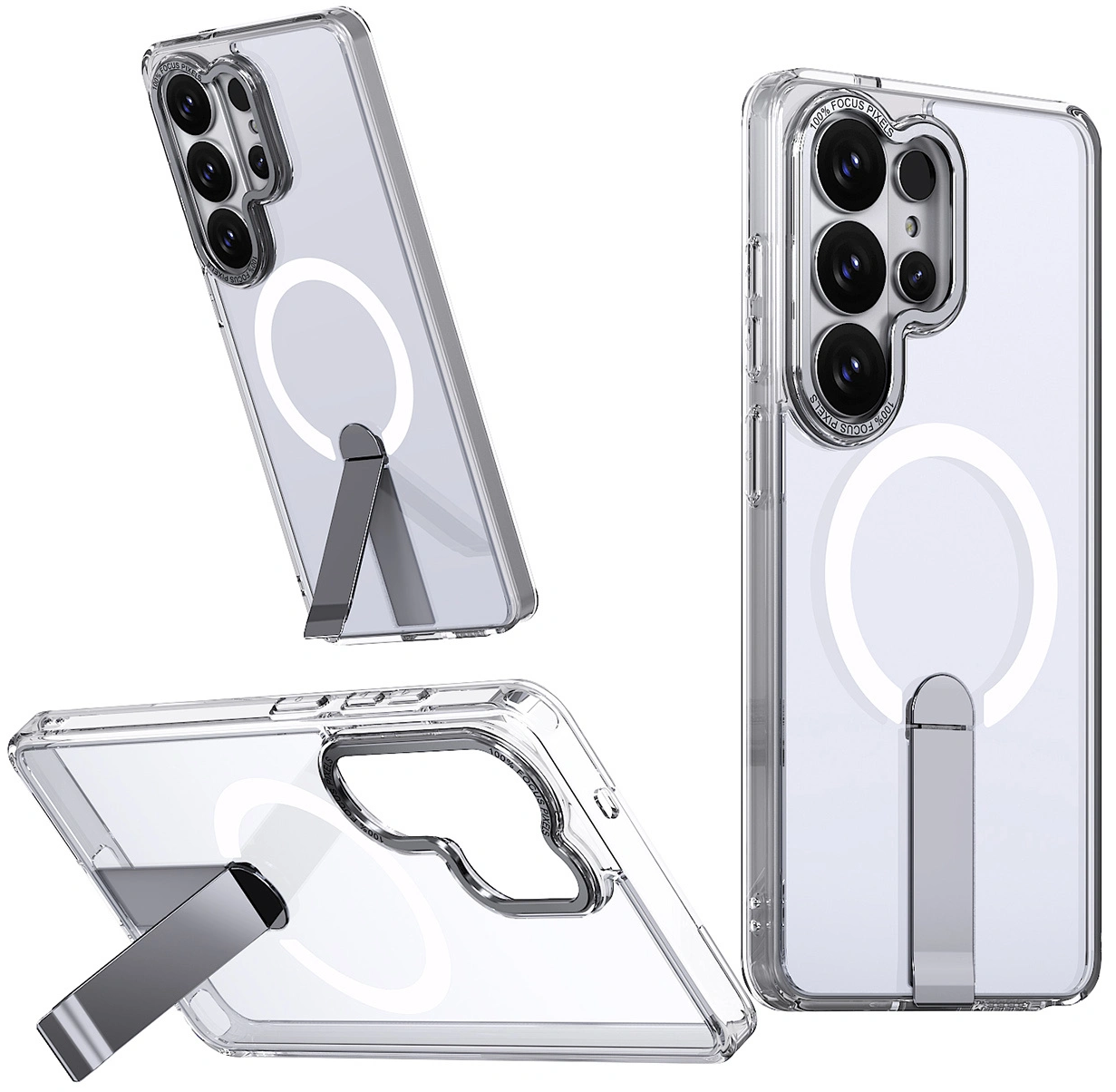 Funda MagSafe para Samsung Galaxy S26 S942, Hybrid Armor, X con Soporte, Transparente