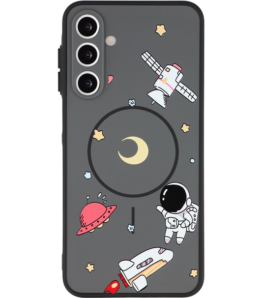 Funda MagSafe para Samsung Galaxy A16 5G A166 / A16 4G A165, OEM, Astronauta de dibujos animados, Negra
