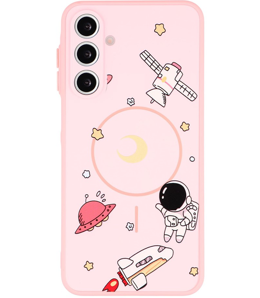 Funda MagSafe para Samsung Galaxy A16 5G A166 / A16 4G A165, OEM, Astronauta de dibujos animados, Rosa