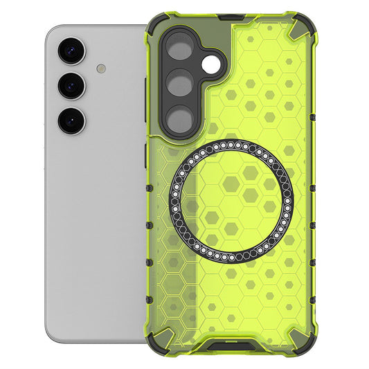 Funda MagSafe para Samsung Galaxy S25 S931, Techsuit, HoneyComb Shield, Verde