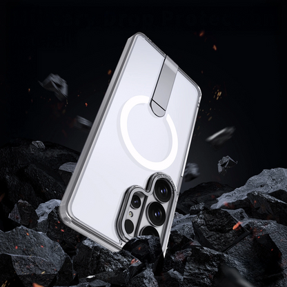Funda MagSafe para Samsung Galaxy S26 S942, Hybrid Armor, X con Soporte, Transparente