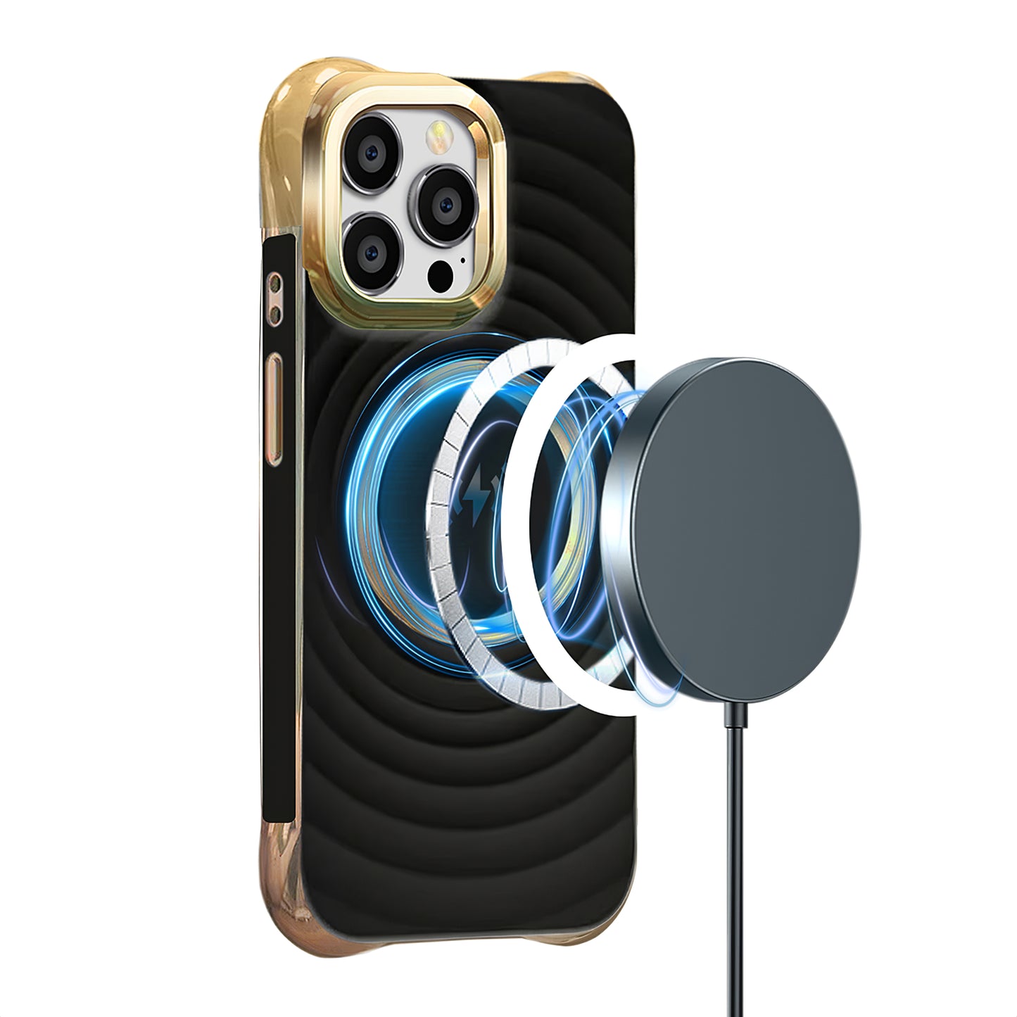 Funda MagSafe para Samsung Galaxy S23 FE S711, OEM, Circle Glam, Negra