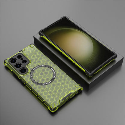 Funda MagSafe para Samsung Galaxy S25 Ultra S938, Techsuit, HoneyComb Shield, Verde