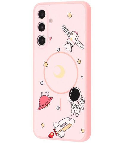 Funda MagSafe para Samsung Galaxy A16 5G A166 / A16 4G A165, OEM, Astronauta de dibujos animados, Rosa