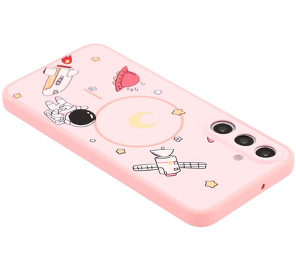 Funda MagSafe para Samsung Galaxy A16 5G A166 / A16 4G A165, OEM, Astronauta de dibujos animados, Rosa
