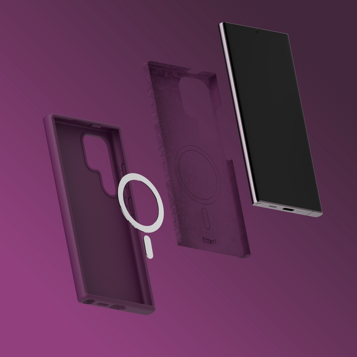 Funda MagSafe para Samsung Galaxy S26 Ultra S948, Etteri, Silicone Mag, Vino