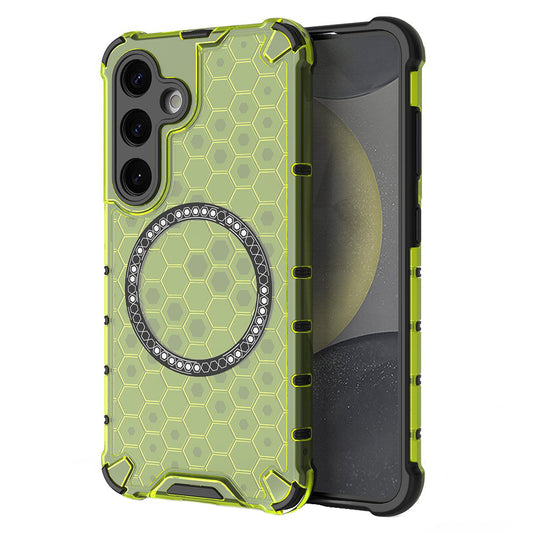 Funda MagSafe para Samsung Galaxy S25 S931, Techsuit, HoneyComb Shield, Verde