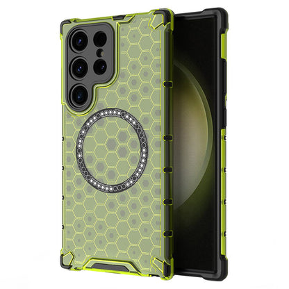 Funda MagSafe para Samsung Galaxy S25 Ultra S938, Techsuit, HoneyComb Shield, Verde
