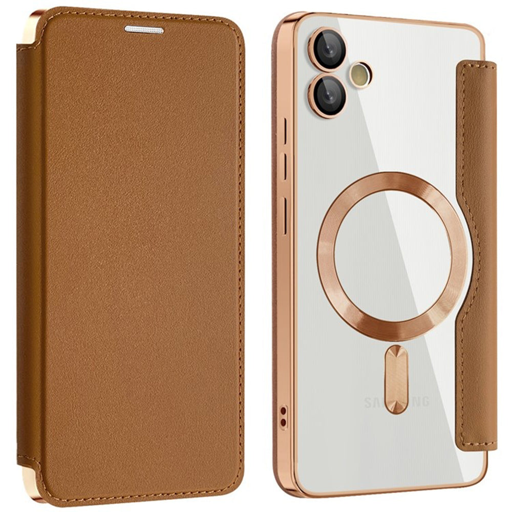 Funda MagSafe para Samsung Galaxy A05 A055, Techsuit, SmartMag Book, Marrón
