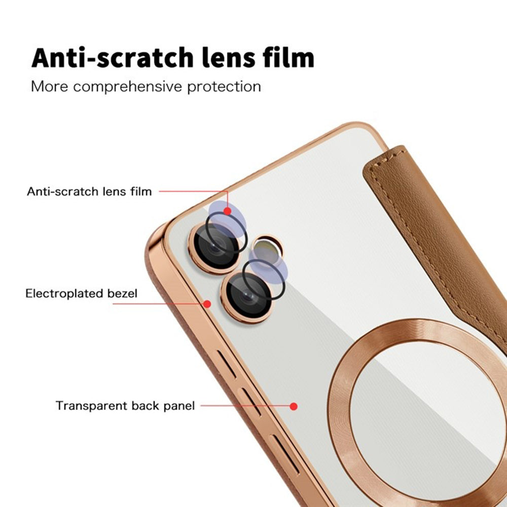Funda MagSafe para Samsung Galaxy A05 A055, Techsuit, SmartMag Book, Marrón