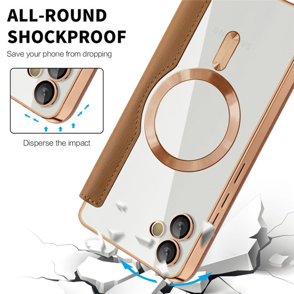 Funda MagSafe para Samsung Galaxy A05 A055, Techsuit, SmartMag Book, Marrón